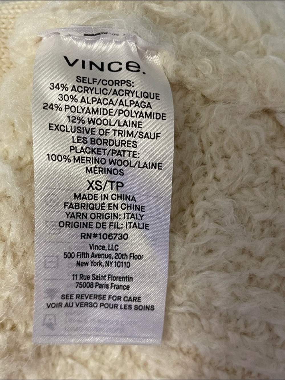 Vince Cream Fuzzy Button-Front Women's Cardigan - Picture 11 of 11